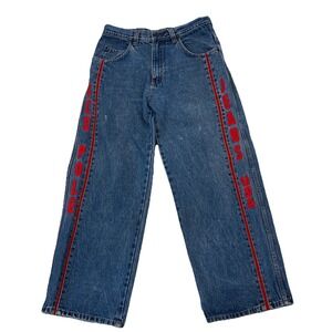 VTG‎ Ice Pole Jeans 34x29 Mens Blue Stone Wash Denim Baggy Wide Leg Skater Y2K